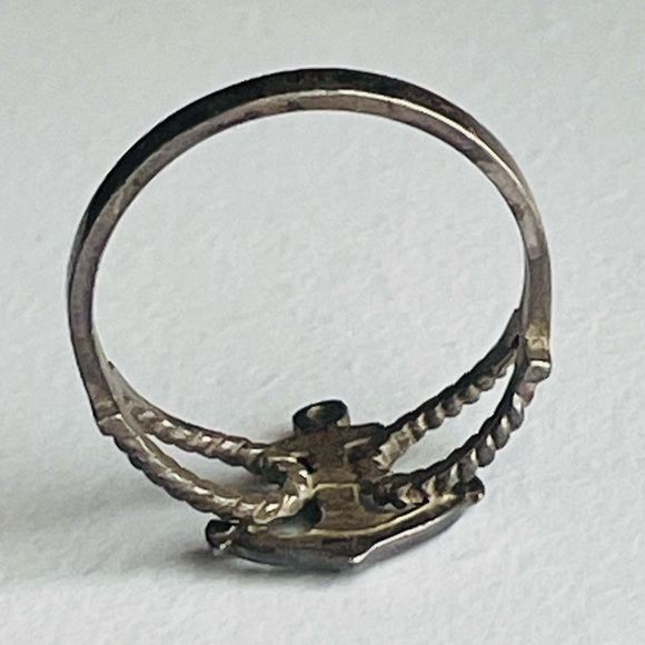 Vintage Sterling silver sailor Anchor Rope Ring - Picture 5 of 11